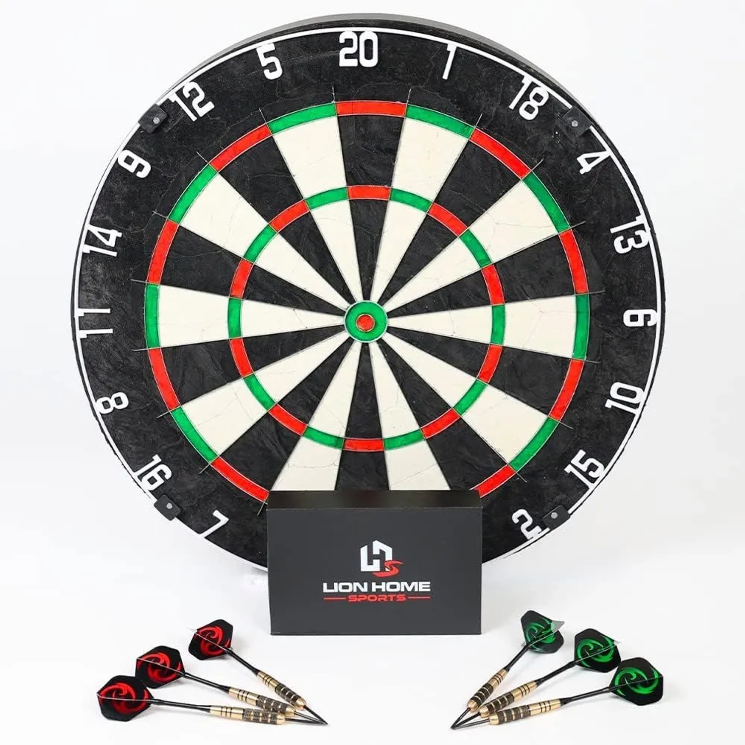 Lion Home Dartscheibe Set 45 cm aus Sisal mit 6 Pfeilen & Anspitzer