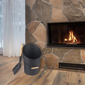 Sannover Ascheeimer mit Schaufel Stahl/Holz