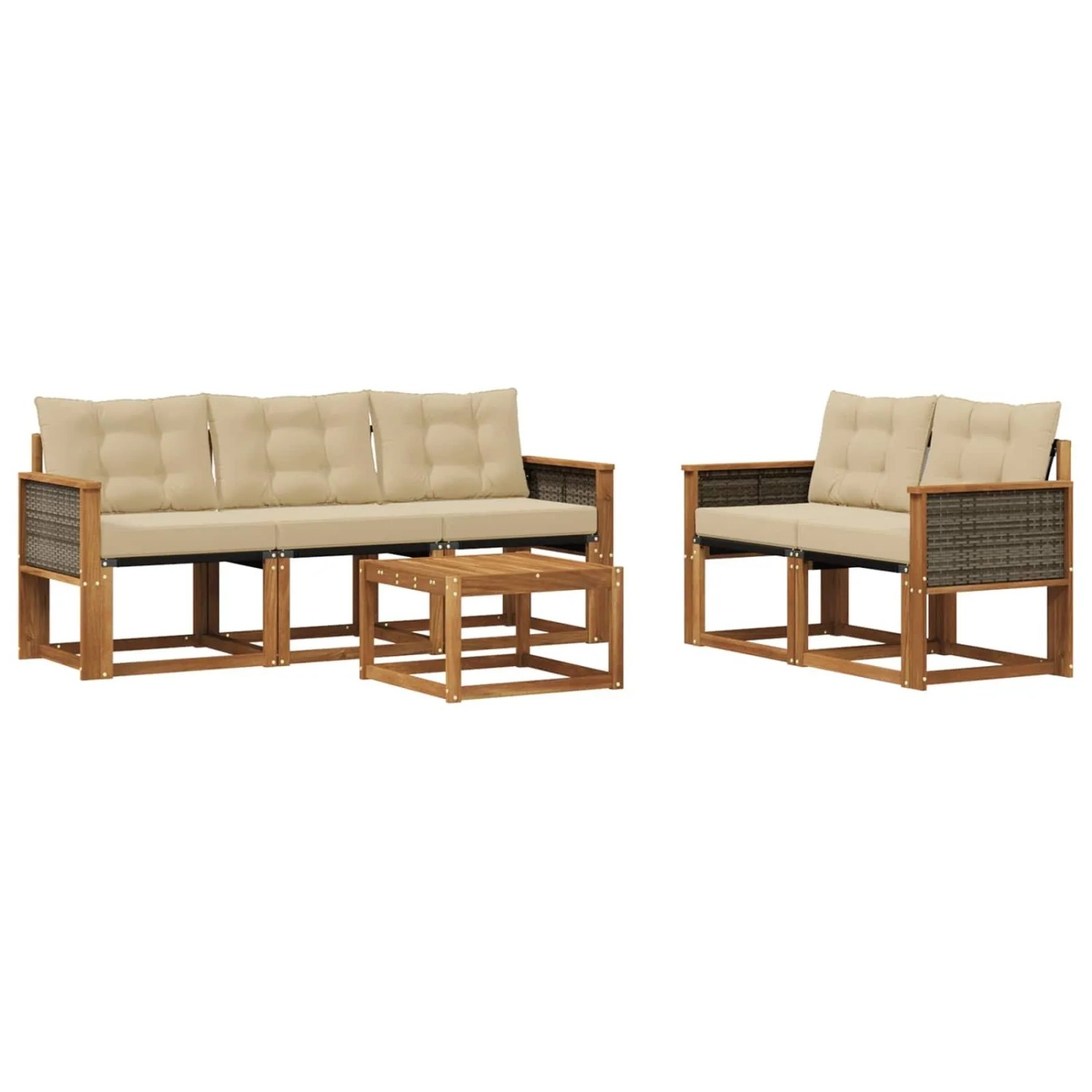 vidaXL Outdoor-Sofagarnitur mit Kissen 6 Stk Natur und Beige 3381773