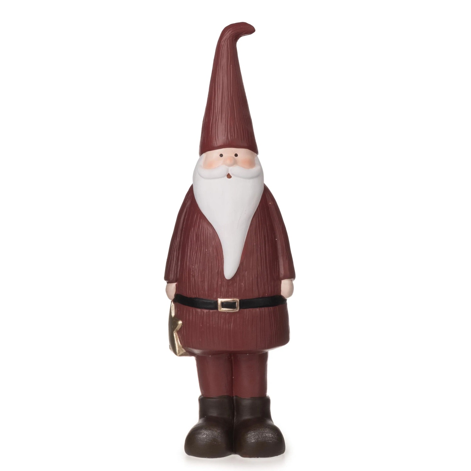 Weihnachts-Deko Santa Figur Terracotta 33 cm Dunkelrot