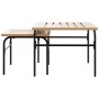vidaXL Balkonmöbel-Set, zwei Couchtische mit Stahlgestell und hellen Holzplatten.