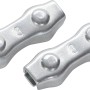 Zwei verzinkte Duplexklemmen (1,5-3 mm) zum Verbinden von Seilen.