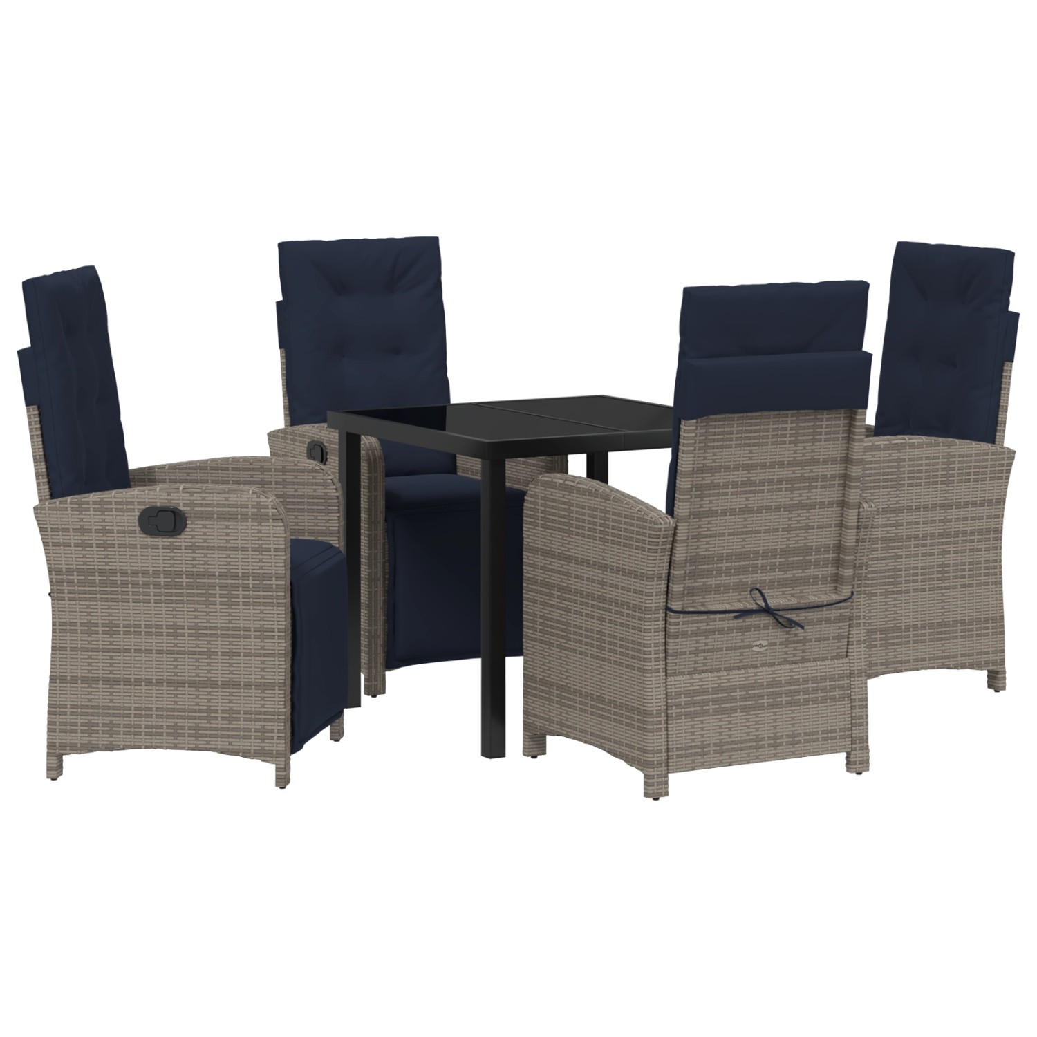 vidaXL Garten Essgruppe 5-Tlg Grau Poly Rattan 3380359 günstig online kaufen