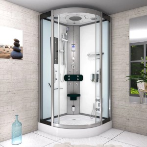 AcquaVapore Duschkabine 80x80 mit Regendusche, Handbrause und Massagedüsen. Komplettdusche mit Klappsitz.