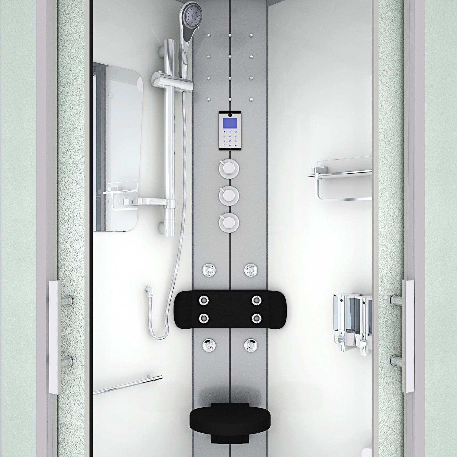 AcquaVapore Dampfdusche D46-10M3-EC 90x90 mit Regendusche, Handbrause und Massagedüsen.