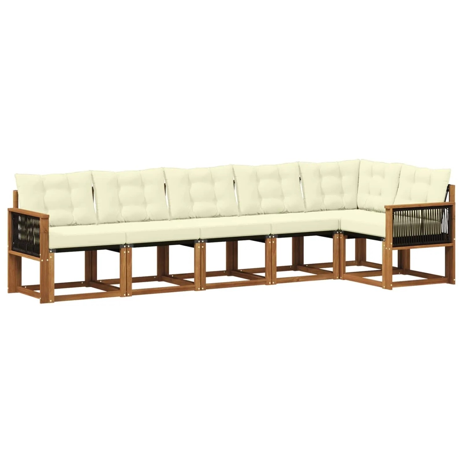 vidaXL Outdoor-Sofagarnitur mit Kissen 6 Stk Natur und Creme 3381982