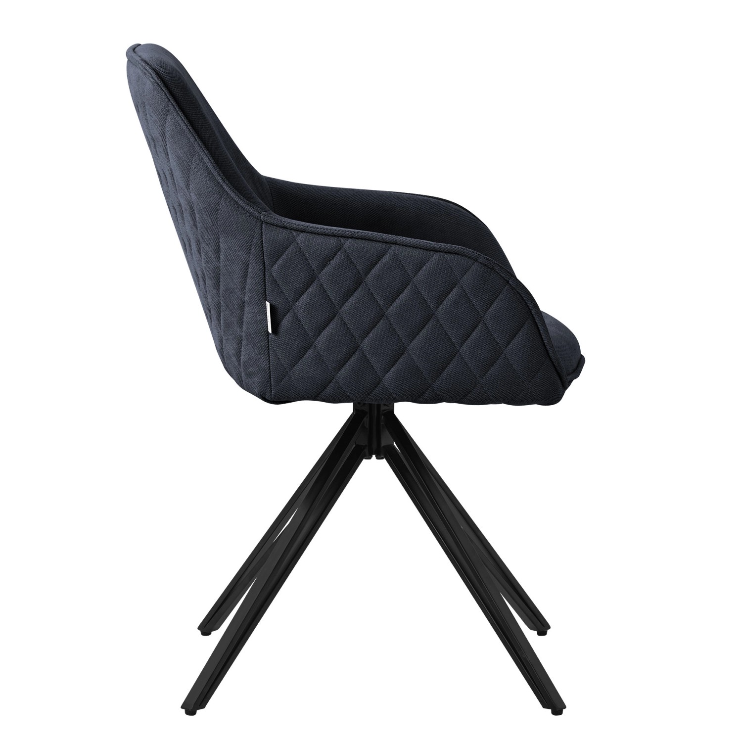 ML-Design Esszimmerstuhl, 4er Set, Webstoff schwarz, Drehstuhl mit Rautensteppung und Metallfuß.