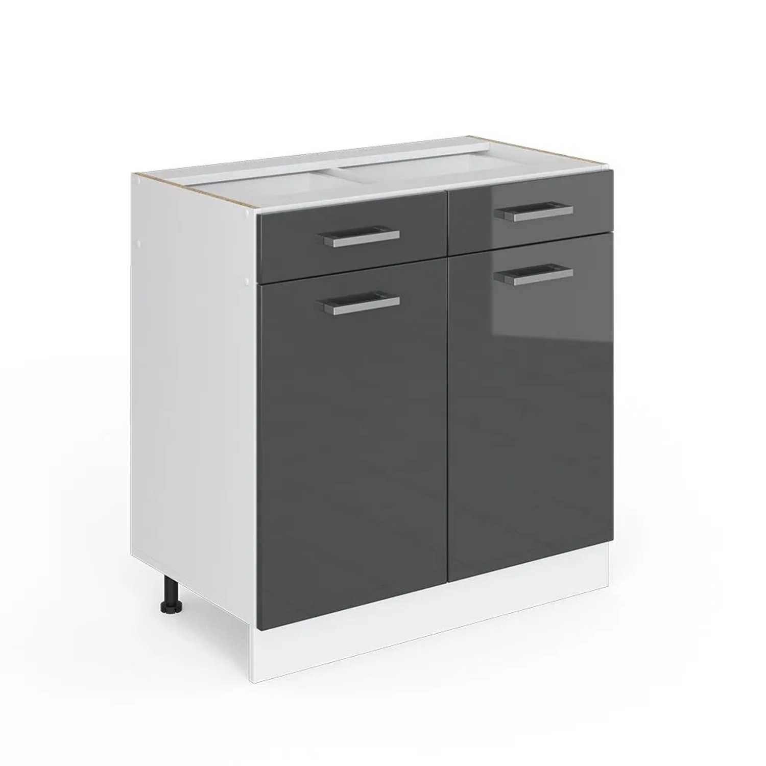 Vicco Küchenunterschrank R-Line Anthrazit Hochglanz Weiß 80 cm ohne Arbeitsplatte