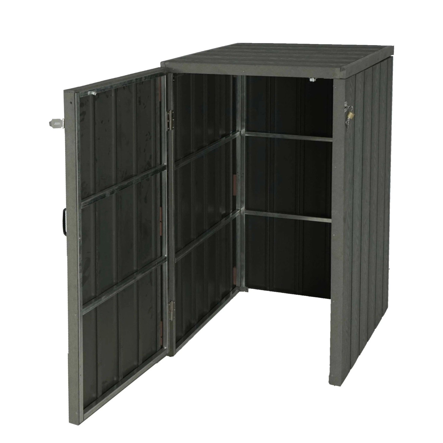 MCW 1-/2er WPC-Mülltonnenverkleidung J28 Grau 117x80x105cm