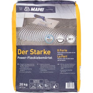 Mapei Flexmörtel C2TE S1 20 kg Sack, Fliesenkleber für innen und außen, geeignet für Fußbodenheizung.