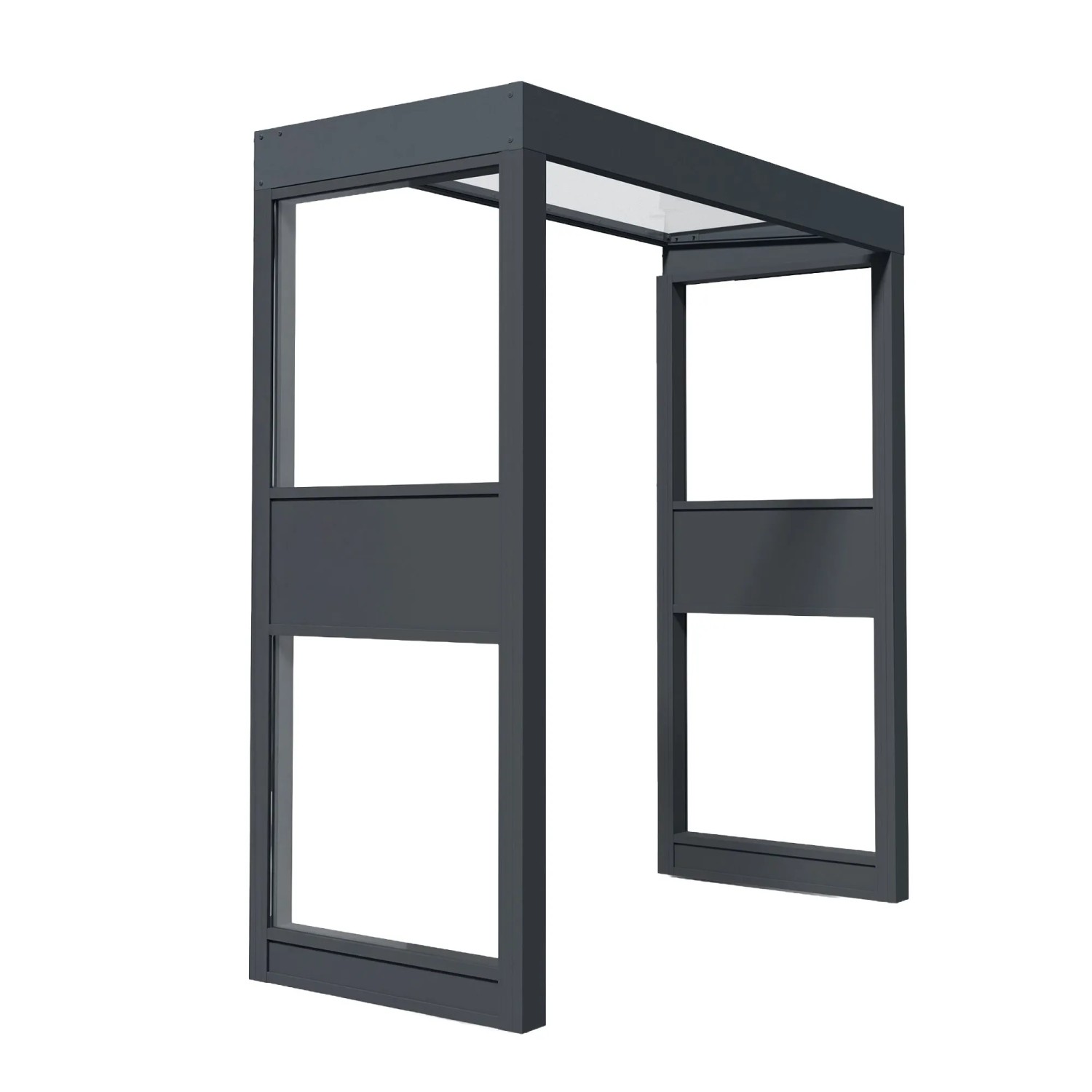 Palram Vordach Sophia 2150 mit 2 Seitenwänden Klar Alu 95 cm x 215 cm Anthrazit