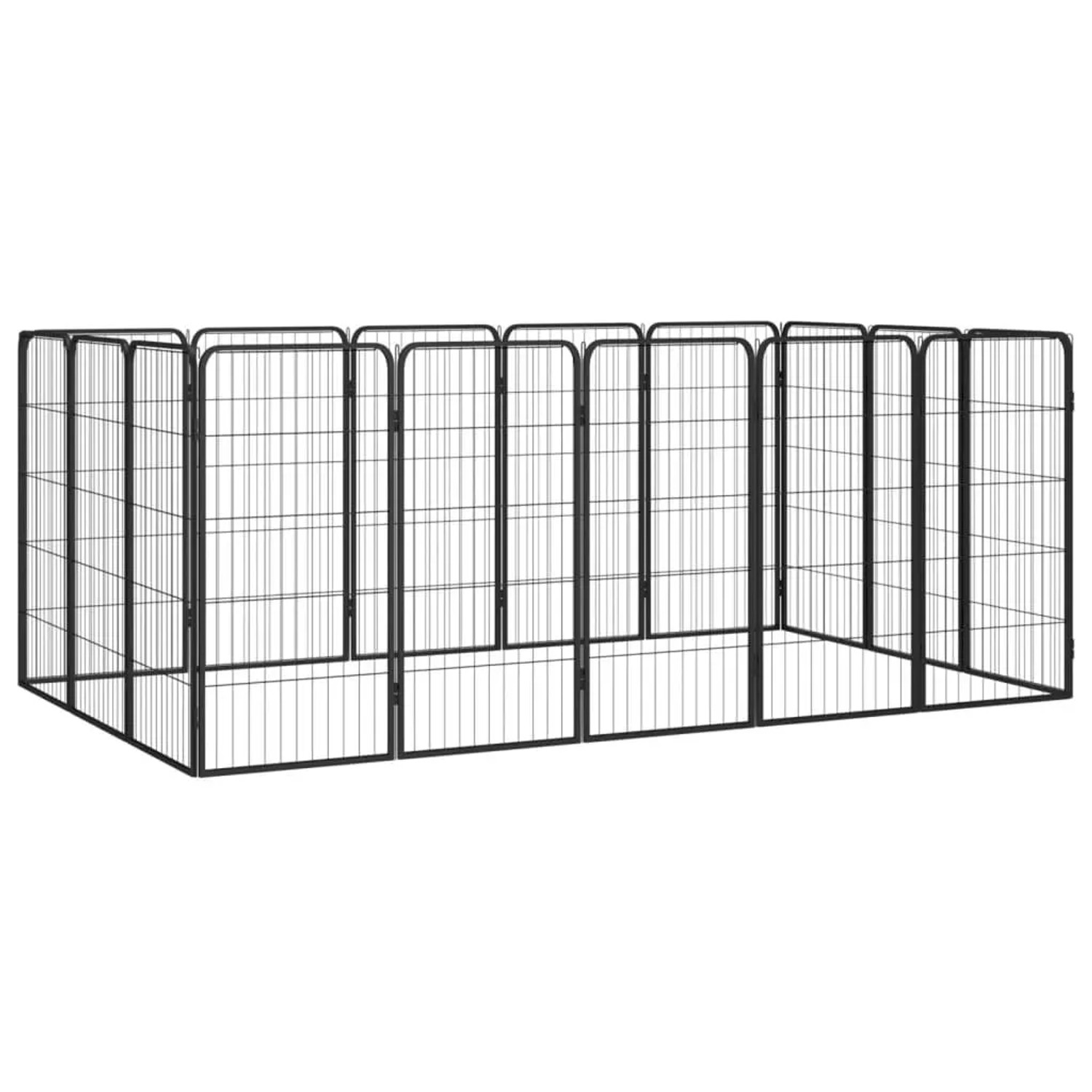 vidaXL 16 Tlg Hundelaufstall Schwarz 50x100cm Stahl Pulverbeschichtet 3115960