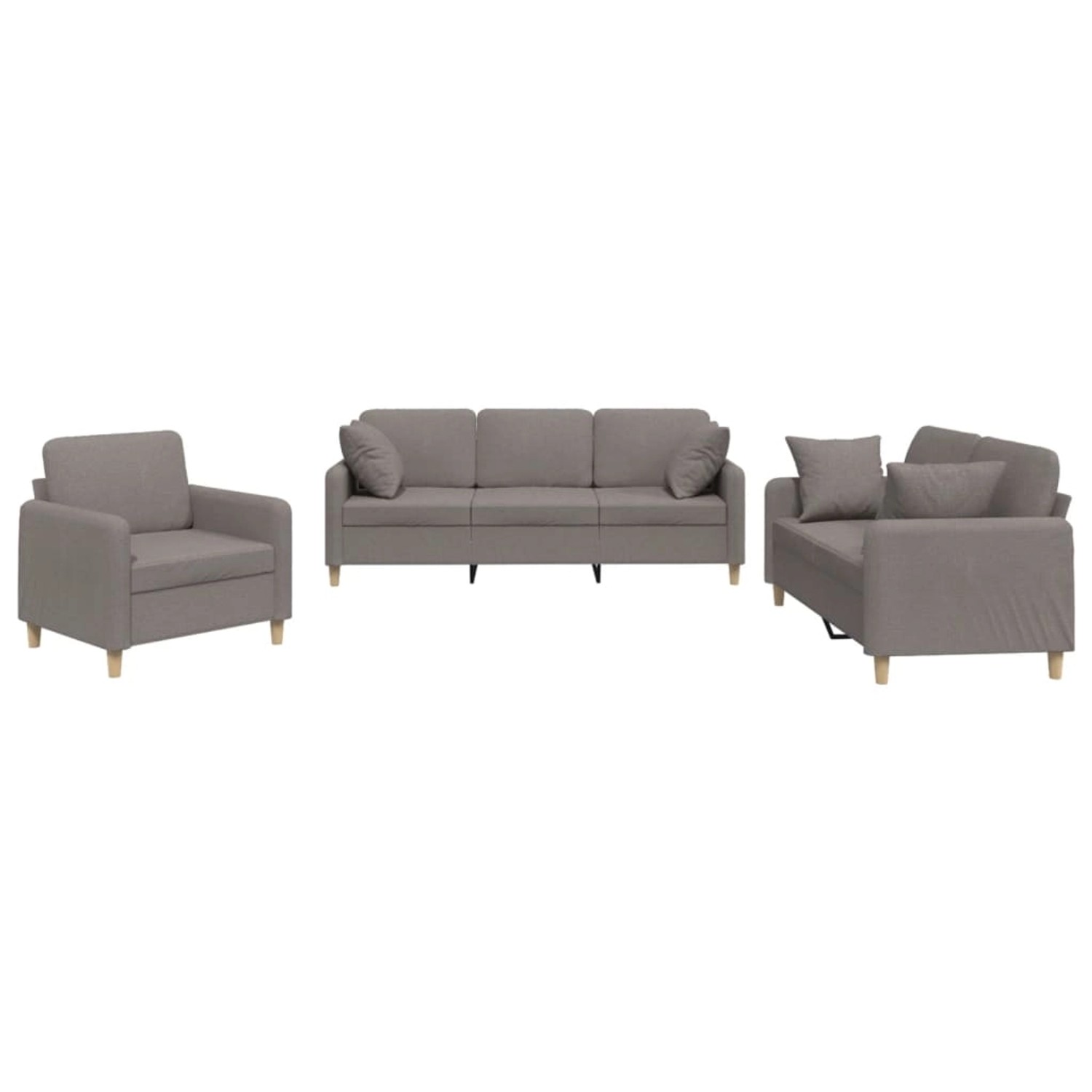 vidaXL 3-Tlg Sofagarnitur mit Kissen Taupe Stoff 3202077 günstig online kaufen