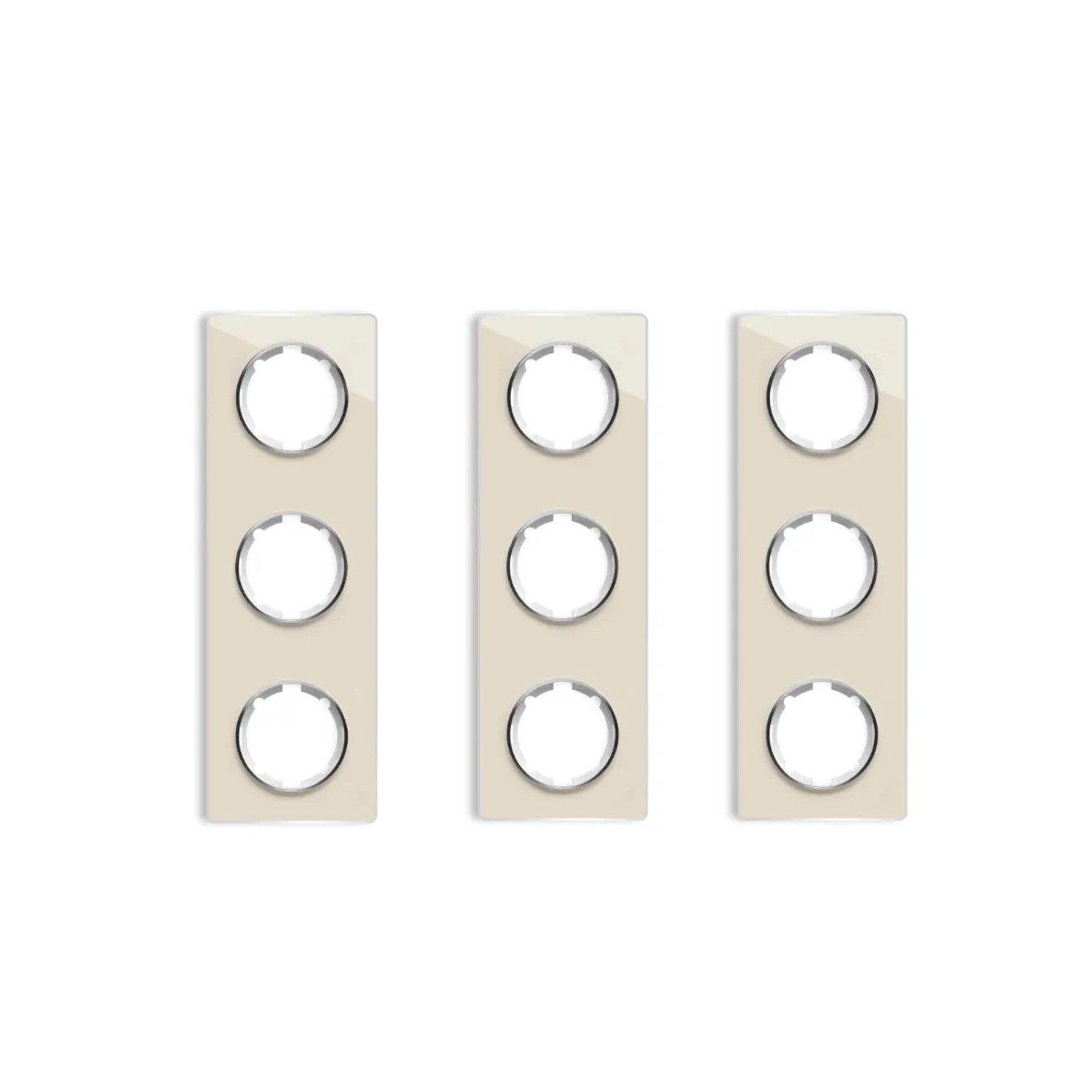 OneKeyElectro 3x Garda Glas Abdeckrahmen Set Abdeckrahmen 3fach Senkrecht Beige