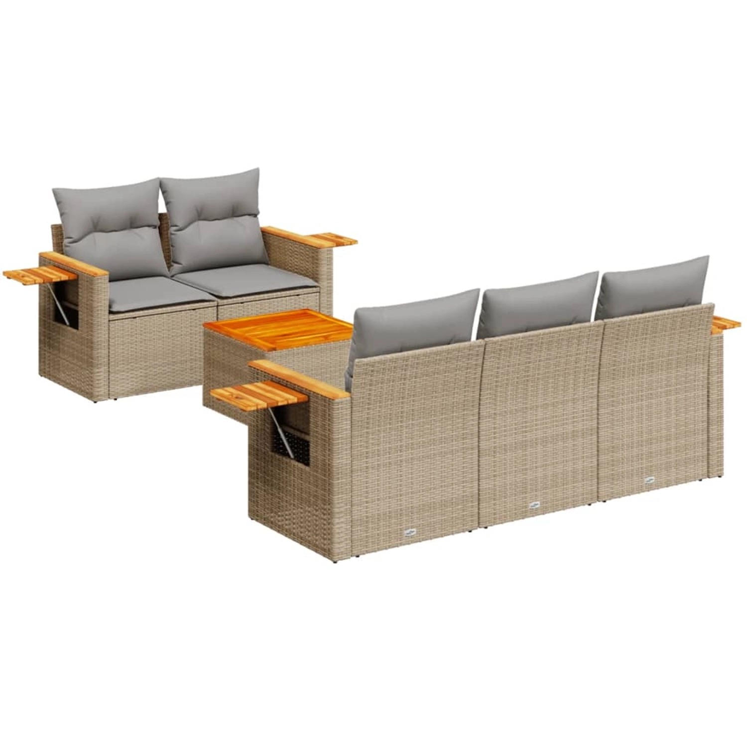 vidaXL 6-Tlg Garten-Sofagarnitur mit Kissen Beige Poly Rattan 3226626 günstig online kaufen