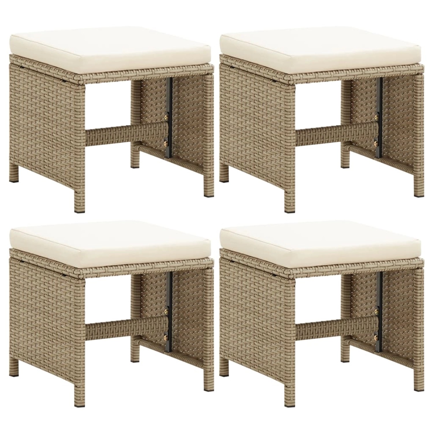 Vidaxl Gartenhocker 4 Stk. Mit Sitzkissen Poly Rattan Beige günstig online kaufen