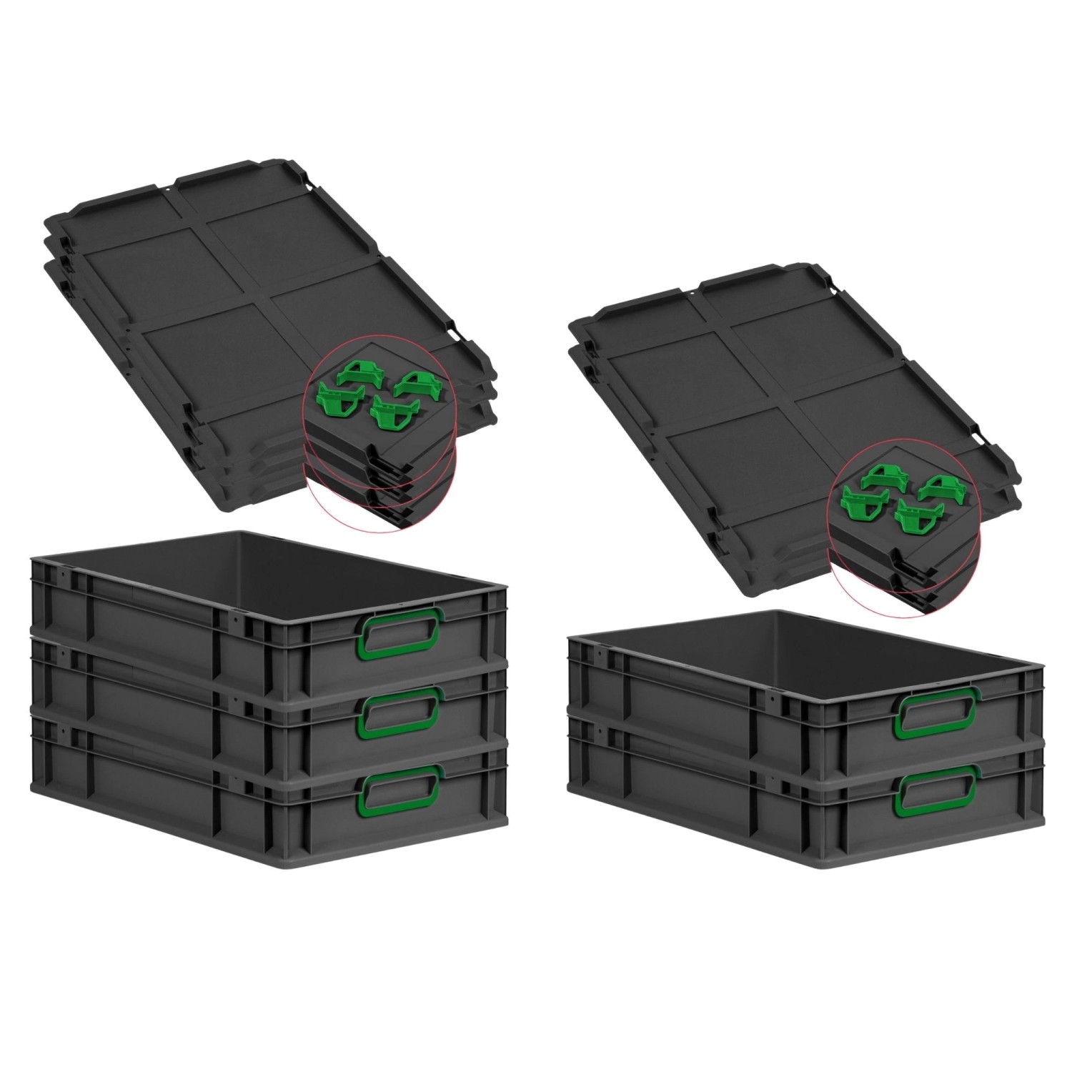 PROREGAL SparSet 5x Eurobox Nextgen Color Mit Auflagedeckel HxBxT 12x40x60c günstig online kaufen