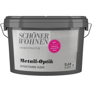Schöner Wohnen Metall-Optik Effektfarbe in Silber, 2,5 l Dose.