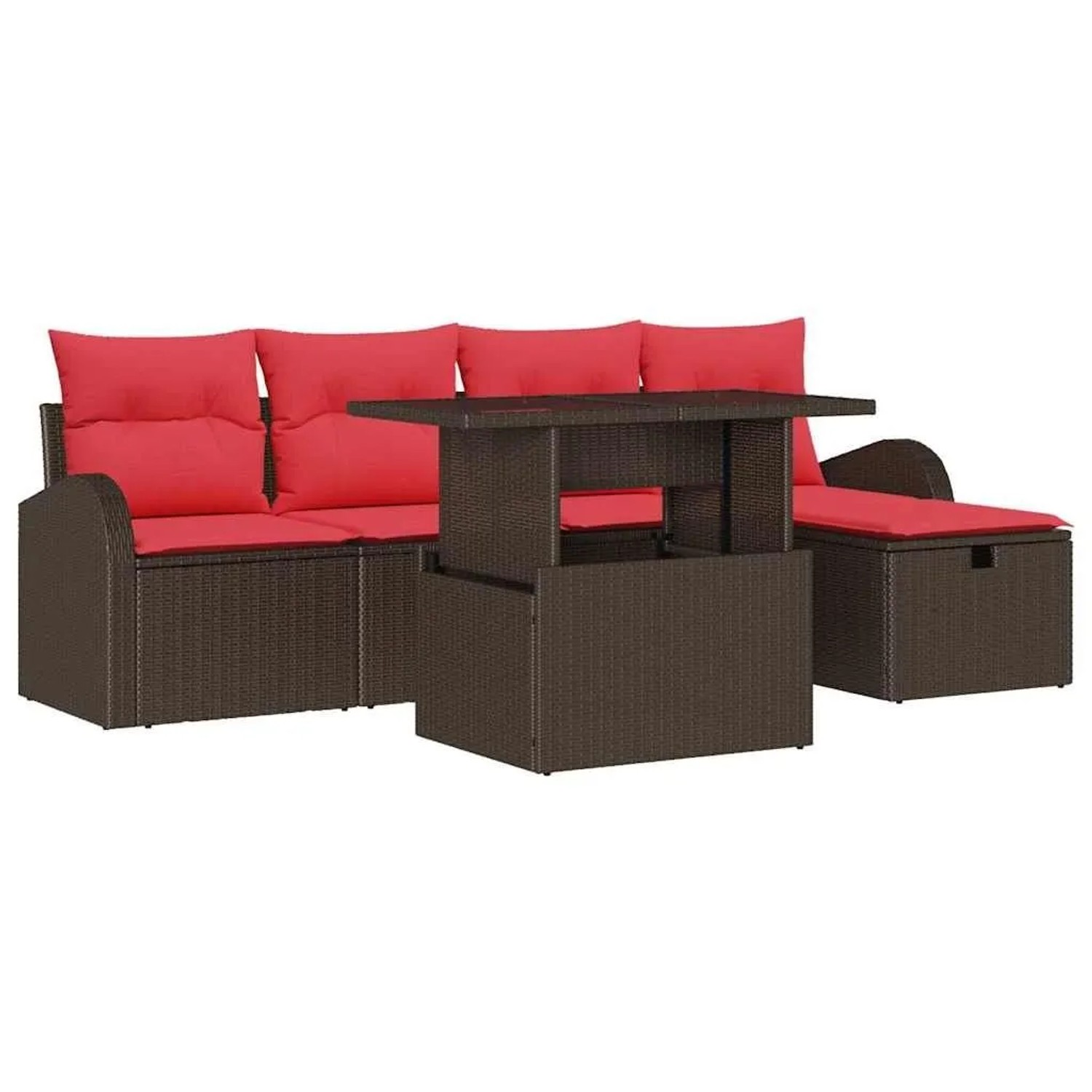 vidaXL Gartensofa-set mit Kissen mit Speicher 6 Stk Braun Poly-Rattan 3359751