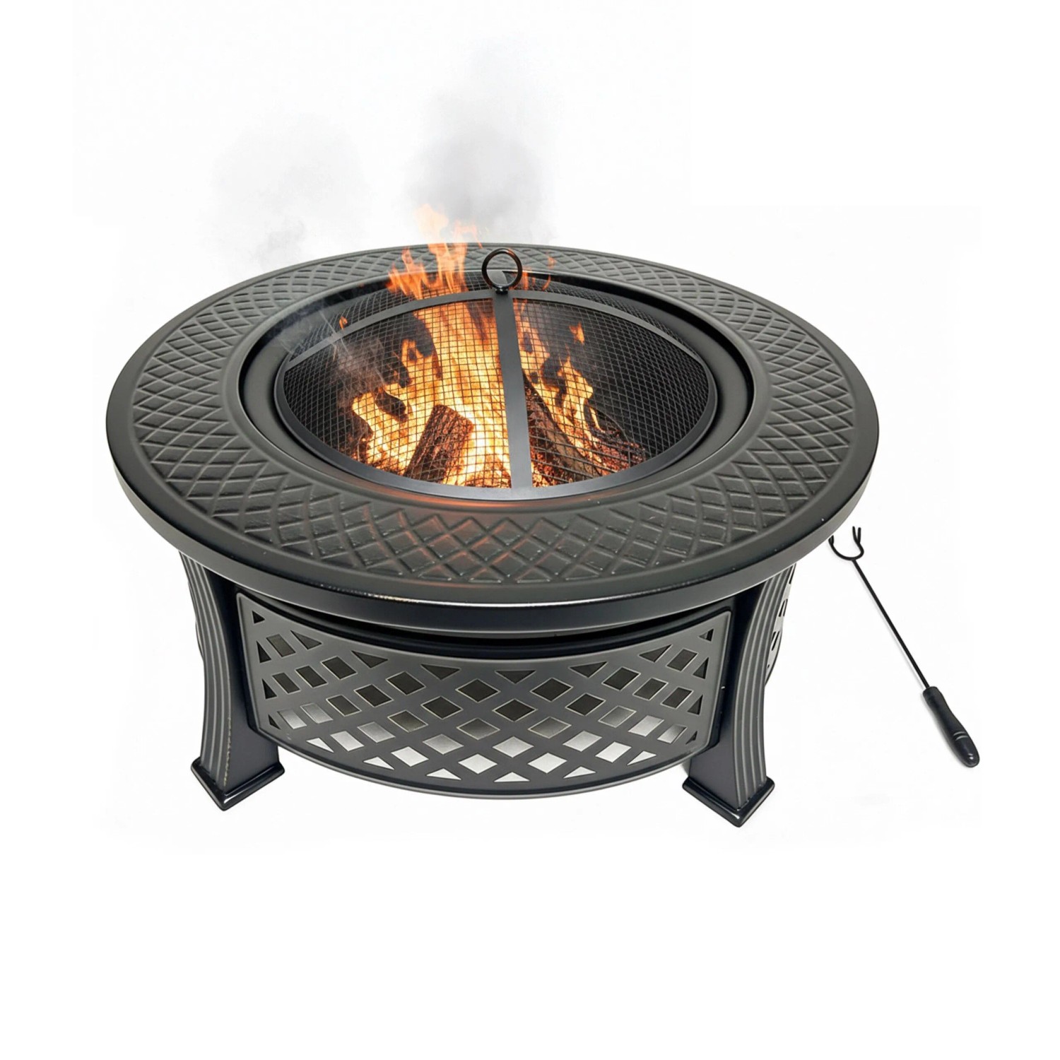 Relaxdays Feuerschale Stahl Schwarz Mit Grillrost und Funkenschutz 50 cm x 81 cm x 81 cm 8,3 kg