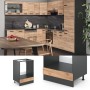 Vicco Herdumbauschrank R-Line, Eiche/Anthrazit, 60 cm. Küchenschrank für Einbauherd mit Arbeitsplatte.