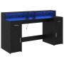 Schwarzer vidaXL Schreibtisch mit LED-Beleuchtung und Stauraum aus Holzwerkstoff.