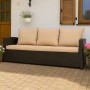 Beiges 1-tlg. Gartenkissen-Set für ein 2-Sitzer Polyrattan-Gartensofa (100x50x50 cm).