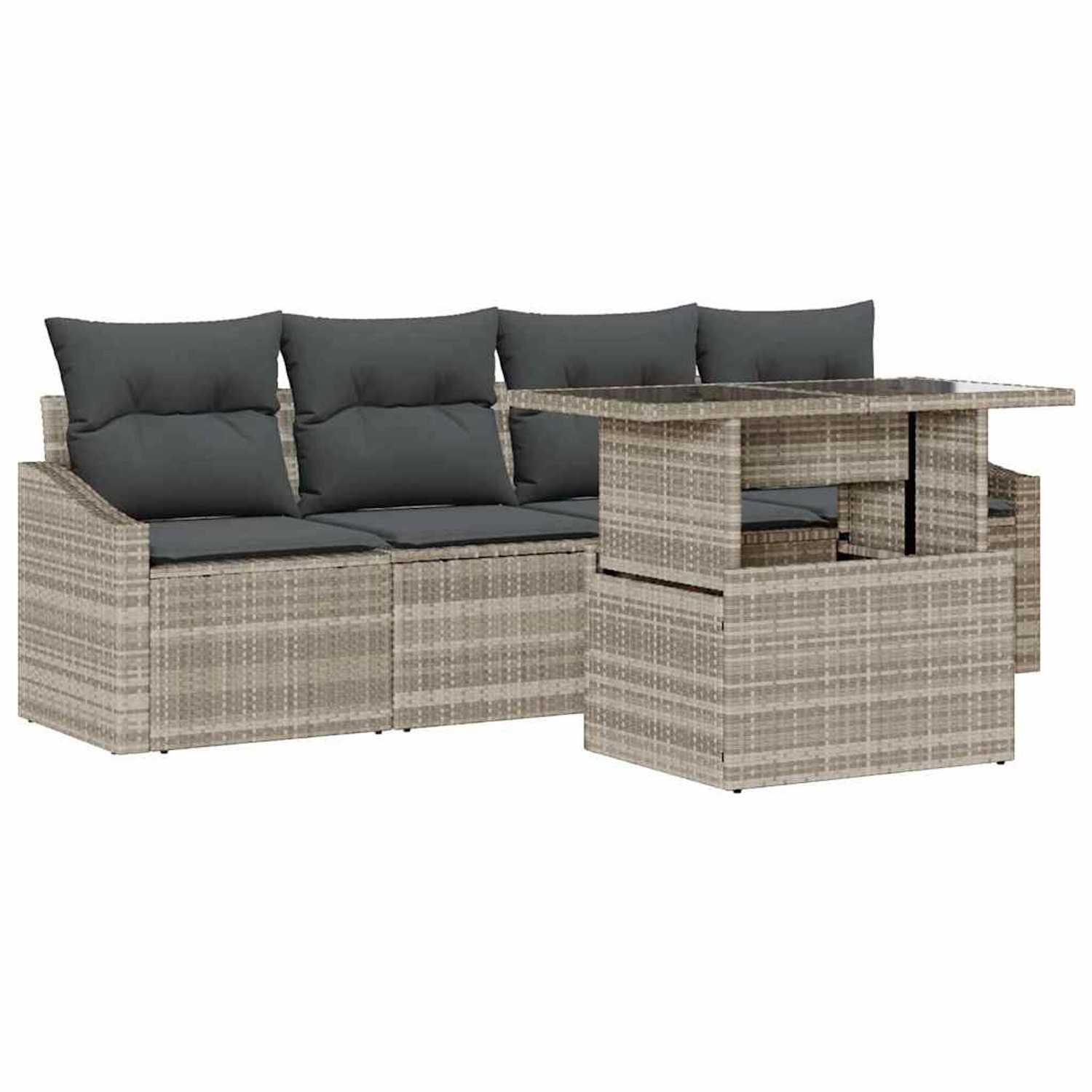 vidaXL Garten-Sofa-Set mit Speicher 5-Tlg Hellgrau Poly Rattan 3357645 günstig online kaufen