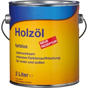 Dose Holzöl Farblos 2 l: Tiefenwirksames Öl für Innen & Außen, betont die Holzmaserung.