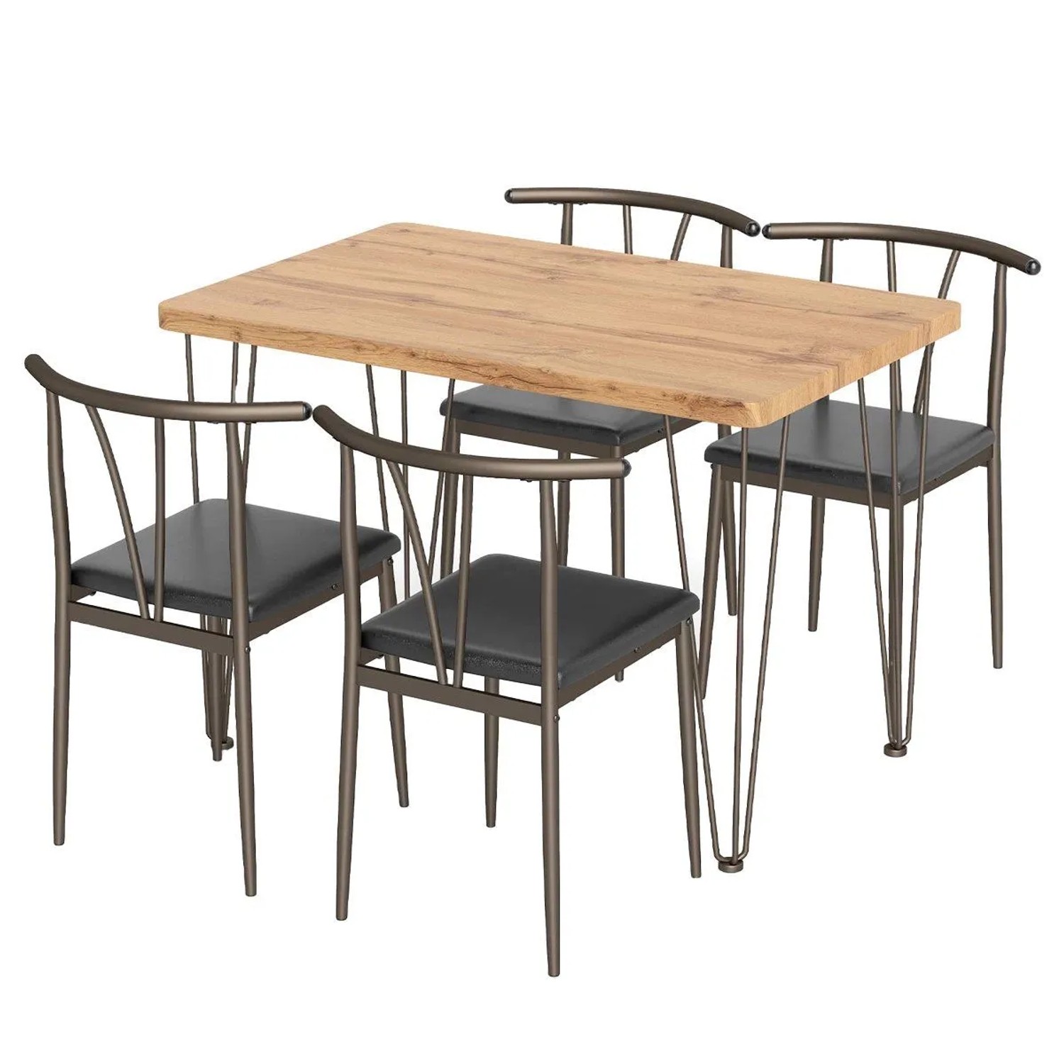 Costway Tisch mit 4 Stühlen Set Esszimmertisch Set 5 TLG. Essgruppe