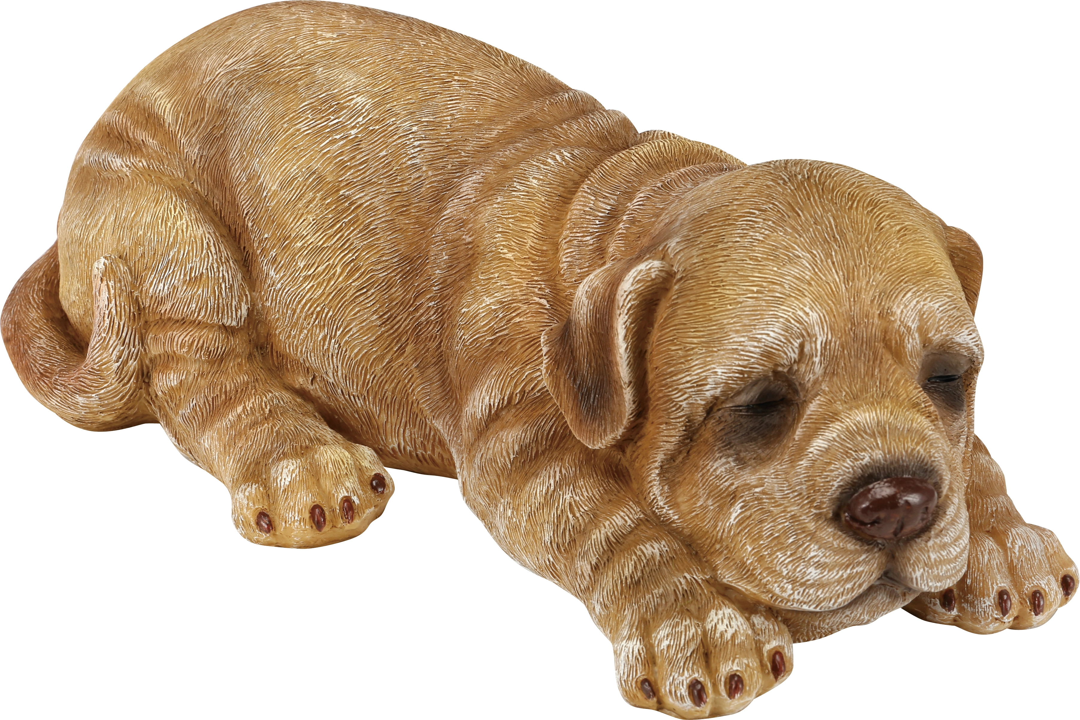 Deko-Figur Hund liegend aus Polyresin 30 cm x 22 cm x 9 cm Braun