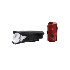 Fischer Batterie-LED-Beleuchtungsset 40/20 für Fahrräder, Front- und Rücklicht