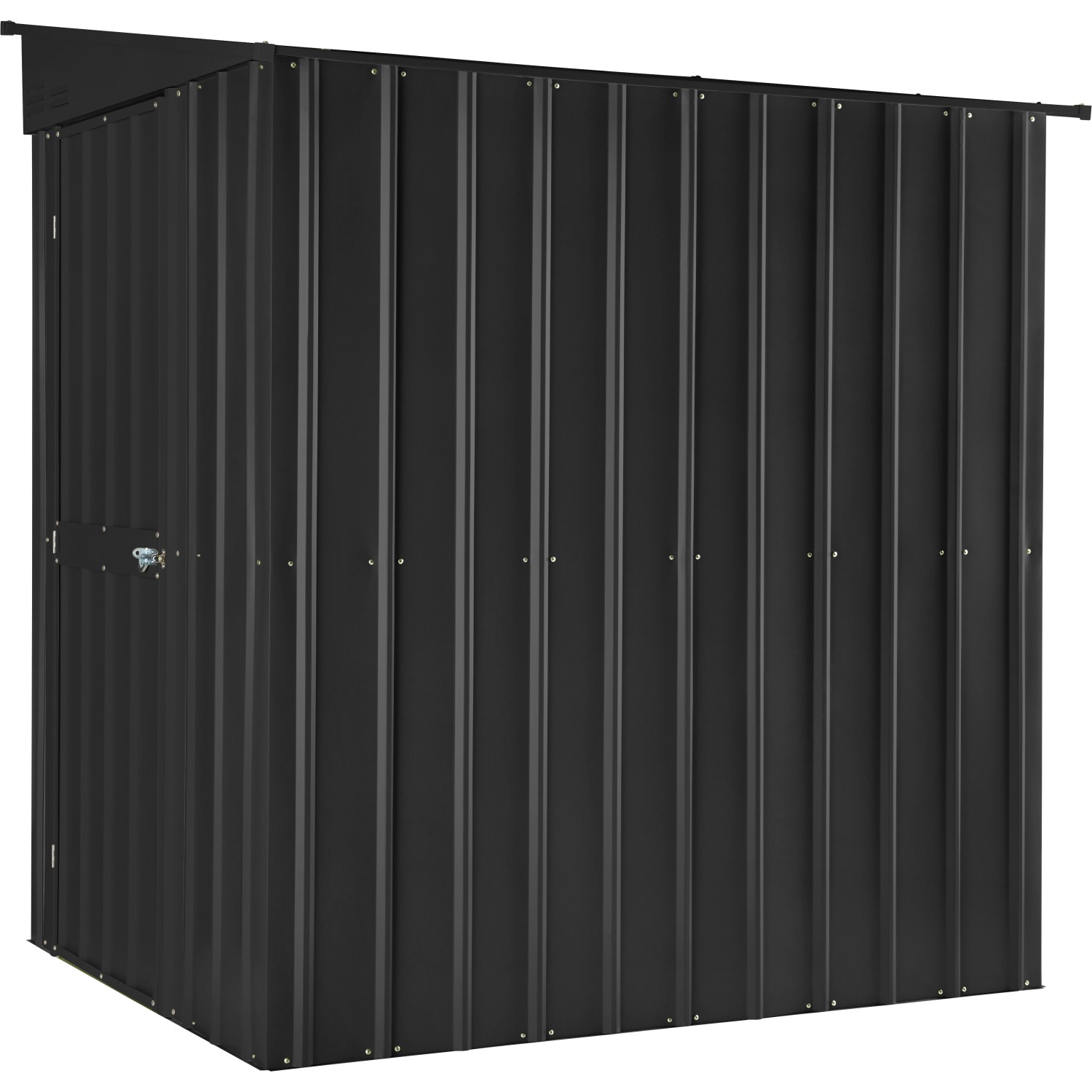 Globel Metall-Anlehngerätehaus Lean-To 56 in Anthrazit, Gerätehaus mit Pultdach und Flügeltür.