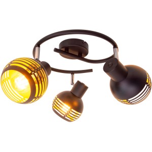 Näve Wand- und Deckenrondell Casco mit 3 Spots, schwarz und goldfarben. Verstellbare Lampenschirme.