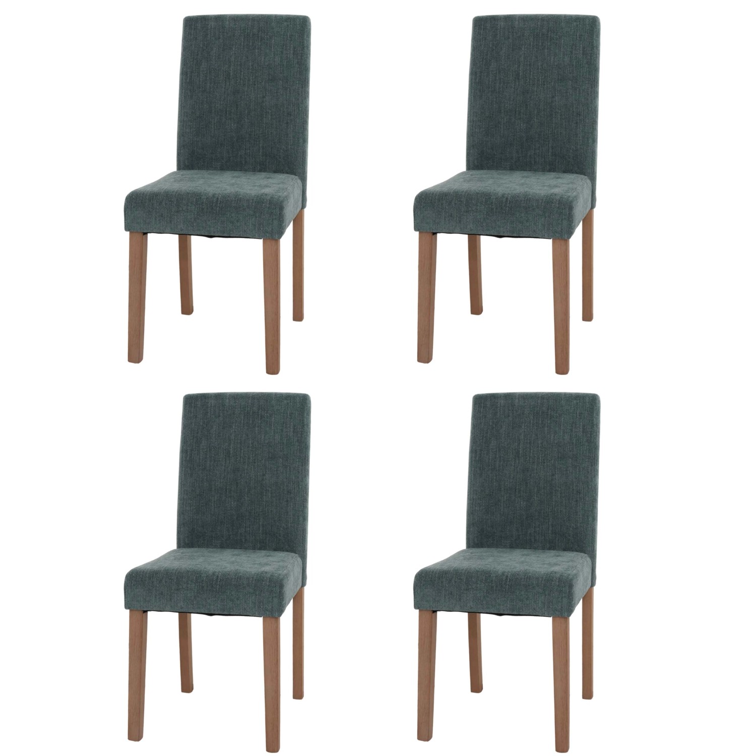 MCW Esszimmerstuhl Littau Chenille 4er-Set Grün Naturfarbene Beine günstig online kaufen