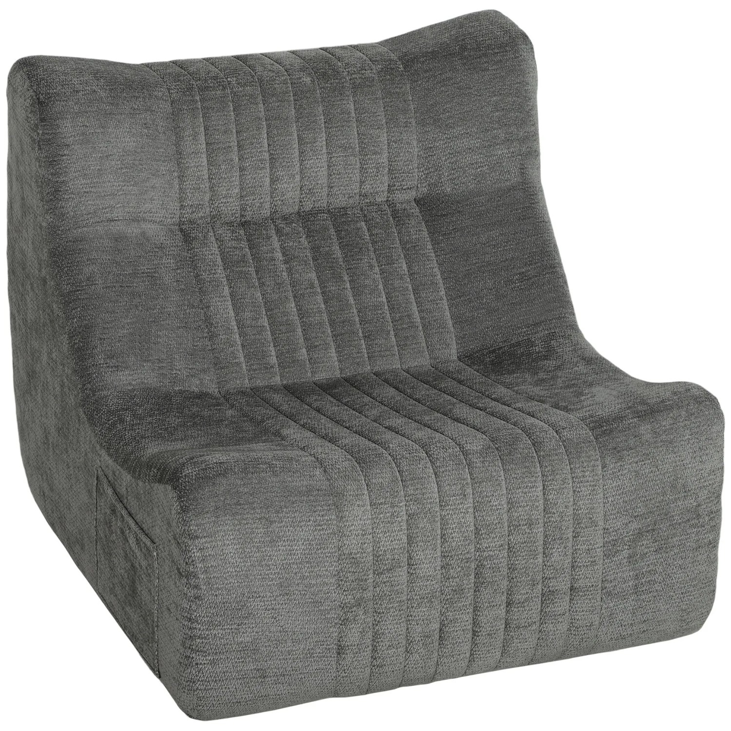 HOMCOM Bodensessel Polyester Schaumstoff 90 x 80 x 76 cm Hellgrau