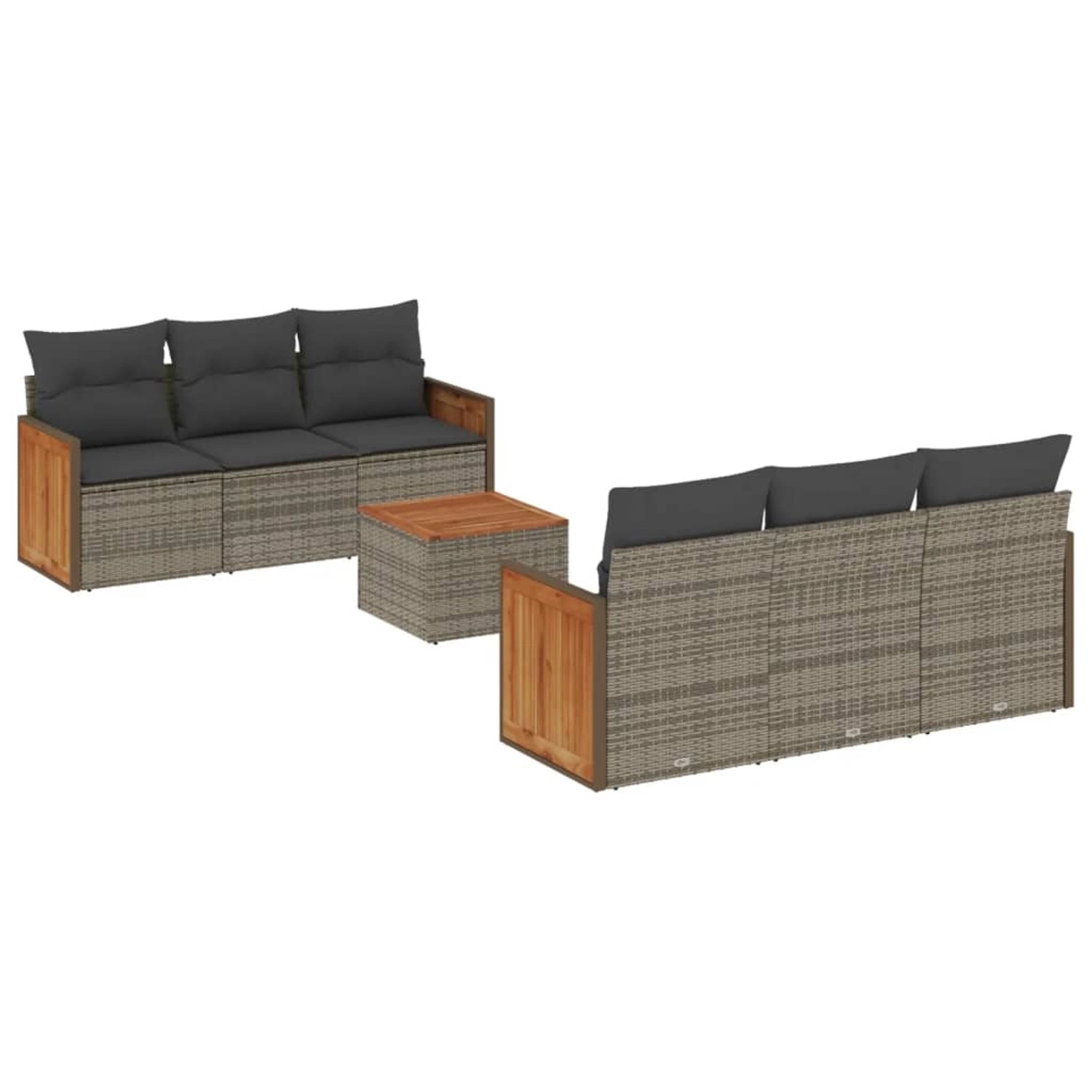 vidaXL 7-Tlg Garten-Sofagarnitur mit Kissen Grau Poly Rattan 3259876 günstig online kaufen