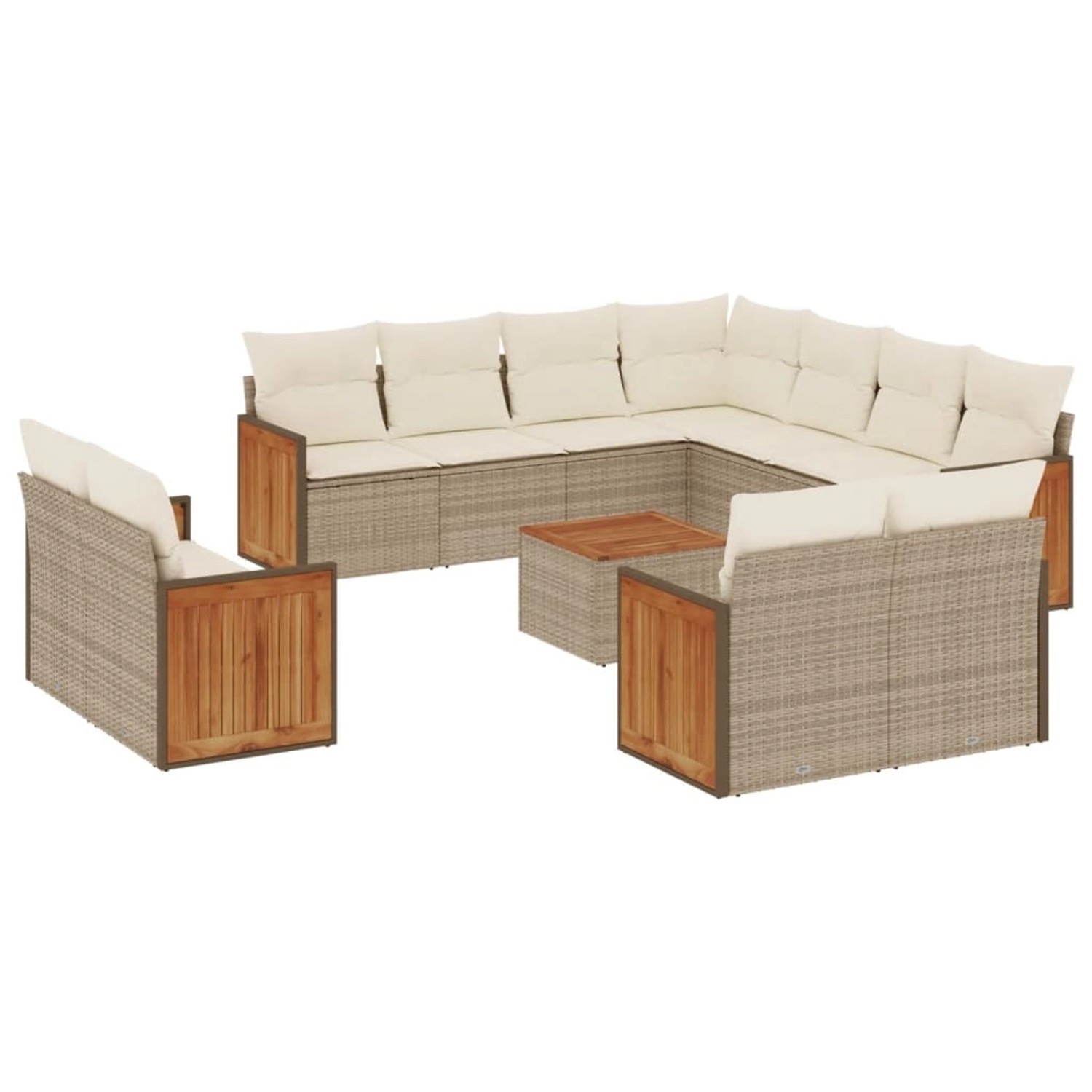 vidaXL 12-Tlg Garten-Sofagarnitur mit Kissen Beige Poly Rattan 3260588 günstig online kaufen
