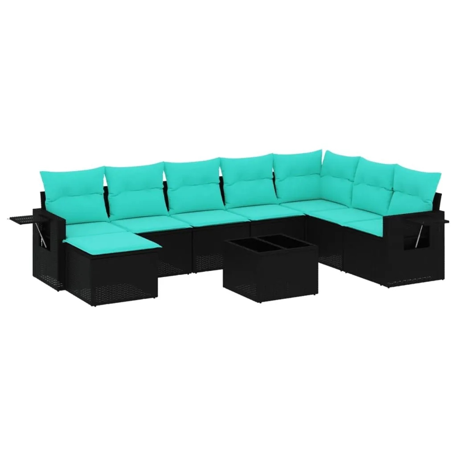 vidaXL 9-Tlg Gartensofa-Set mit Kissen Schwarz Polyrattan 3220566 günstig online kaufen