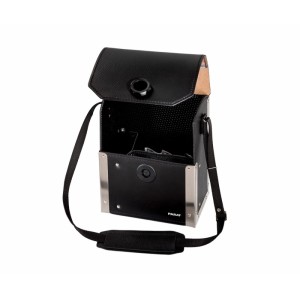 Offene, schwarze PARAT Werkzeugtasche TOP-LINE PARALOCK aus Leder mit Tragegurt und Aluecken.