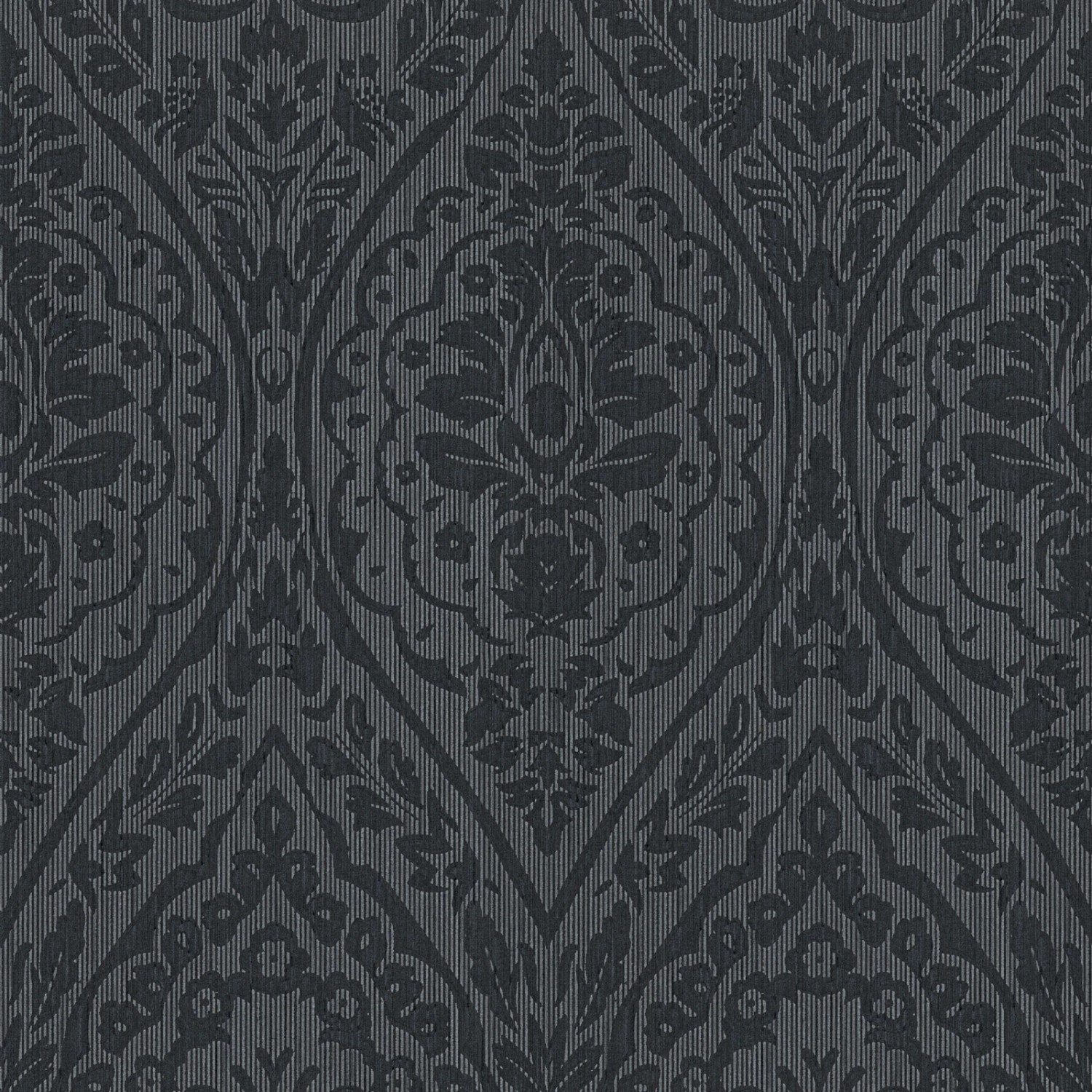 Bricoflor Schwarze Textiltapete Elegant Ornament Tapete Floral Ideal für Schlafzimmer und Esszimmer Dunkle Textil Vliest