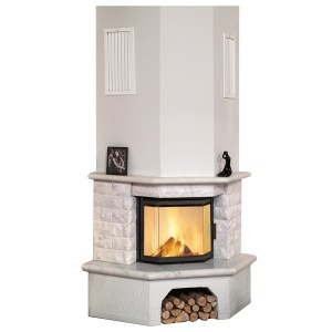 Hark Kaminofen Vermont mit Marmorverkleidung in Naturweiß, 8 kW, Energieeffizienzklasse A+.