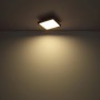 Quadratische LED-Deckenleuchte Cinderella, weiß matt mit Holzoptik, für stimmungsvolle Beleuchtung.