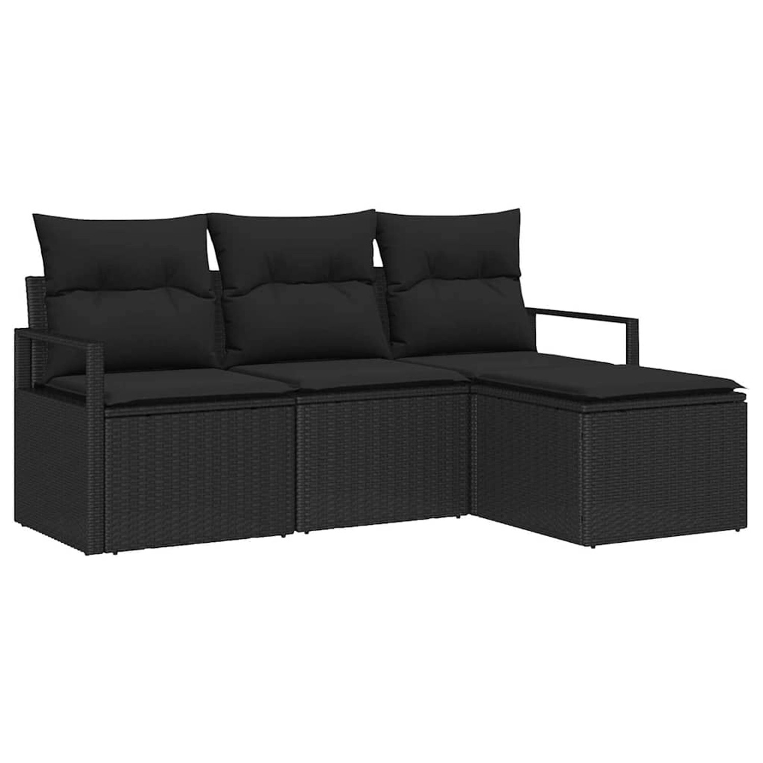 vidaXL Garten-Sofa-Set 4-Tlg Schwarz Poly Rattan 3346333 günstig online kaufen