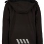 Schwarze Hans Schäfer Wintersoftshelljacke Gr. M mit Kapuze und Reflexstreifen hinten.