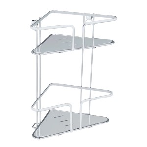 WENKO Eckregal Termoli mit 2 Etagen aus verchromtem Edelstahl für Bad und Dusche.