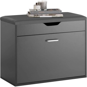 SoBuy Schuhbank mit Sitzkissen Schuhkipper mit 1 Klappe Grau FSR95-HG