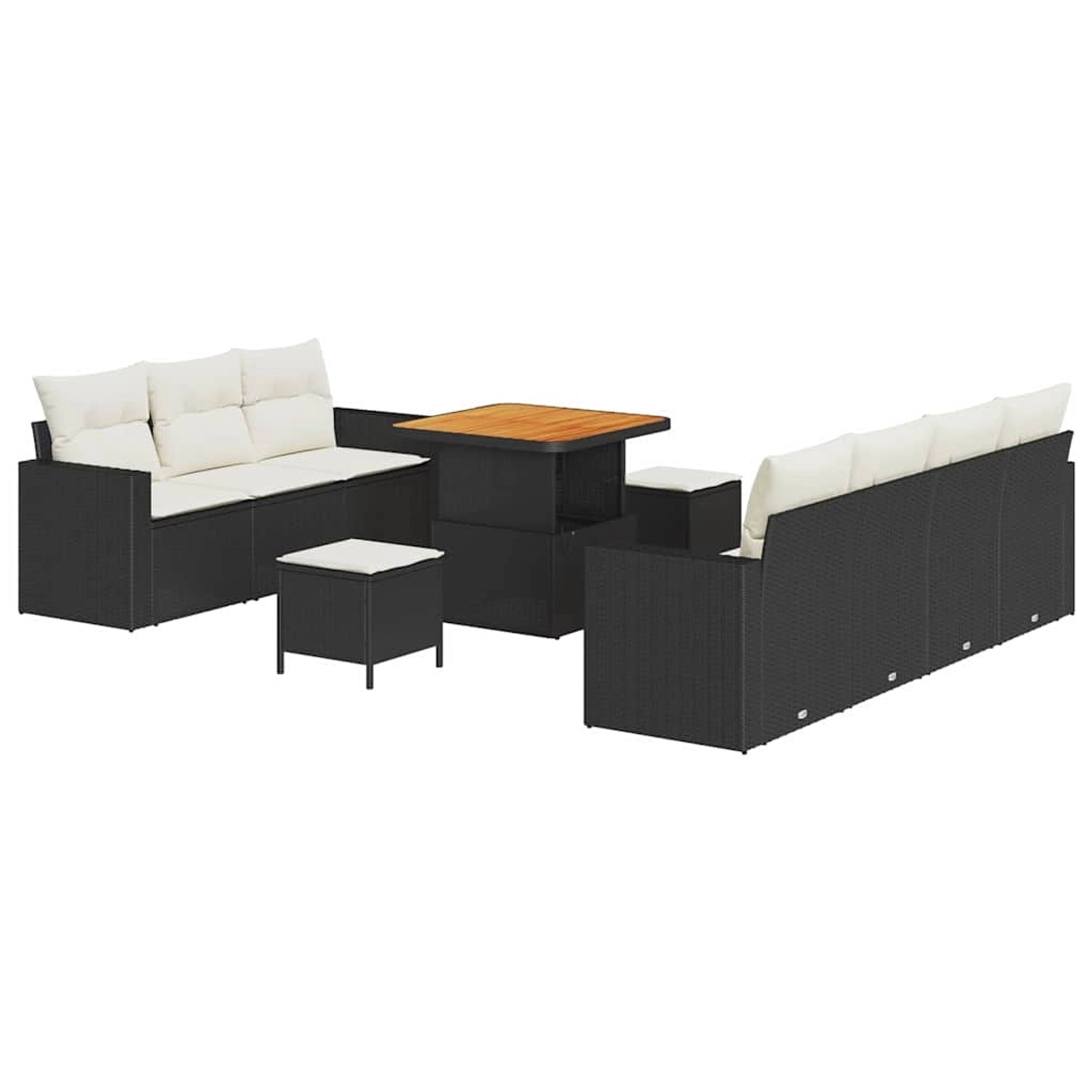 vidaXL Garten-Sofa-Set 10-Tlg Schwarz Poly Rattan 3361575 günstig online kaufen