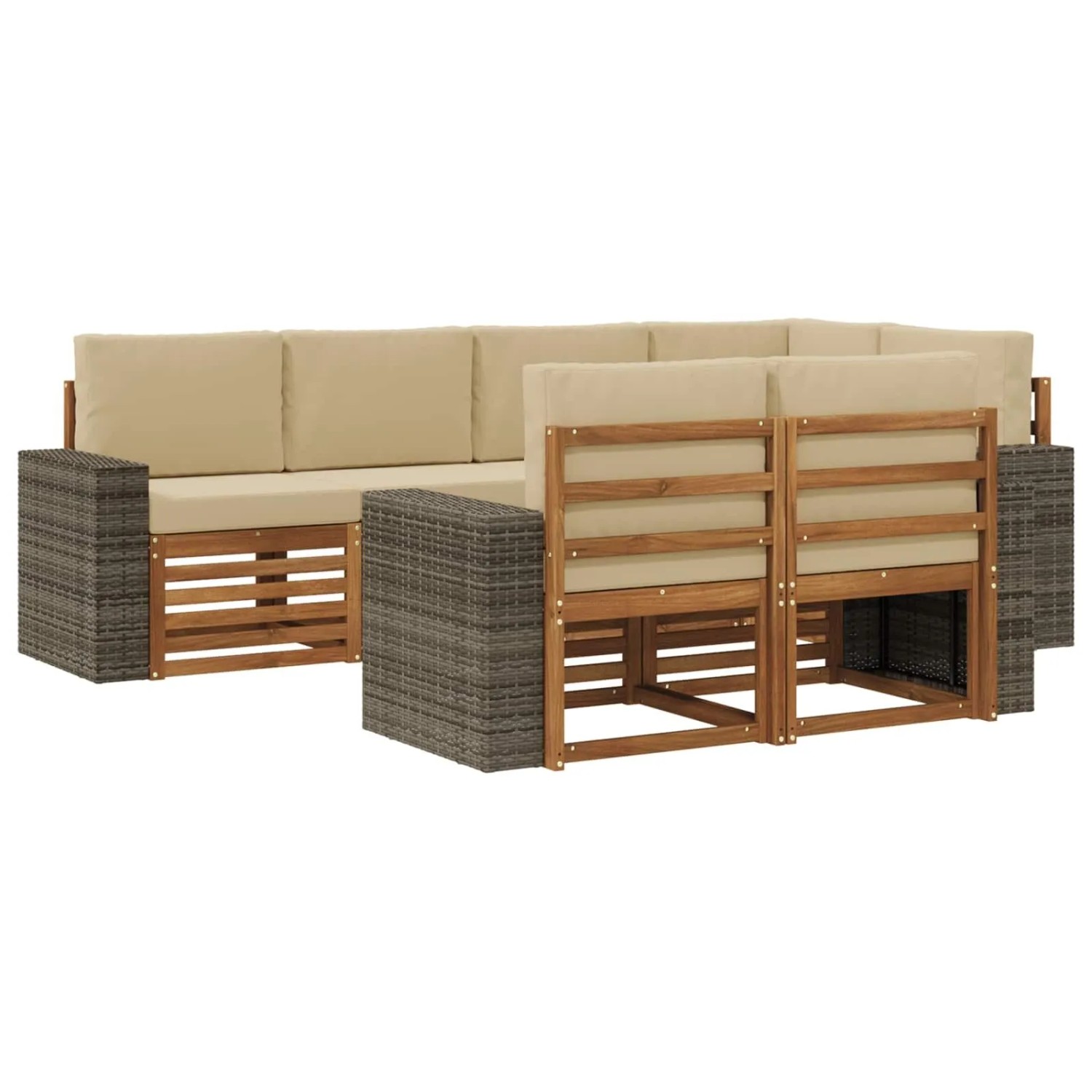 vidaXL Ecksofa Set mit Kissen 7 Stk Natur und Beige 3384489