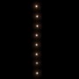 Leuchtende warmweiße LED-Lichterkette für Außenbereiche. 150 LEDs auf dunklem Hintergrund.
